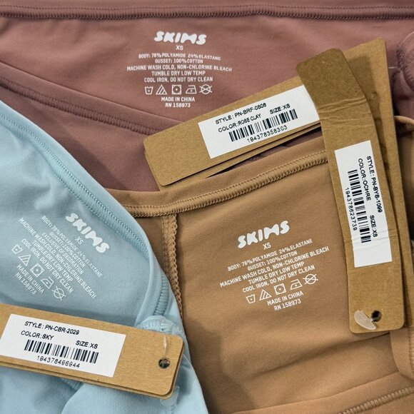 SKIMS Fits Everybody Briefs + Hipster Lot of 3 Sky Rose Clay Ochre XS - Picture 9 of 10